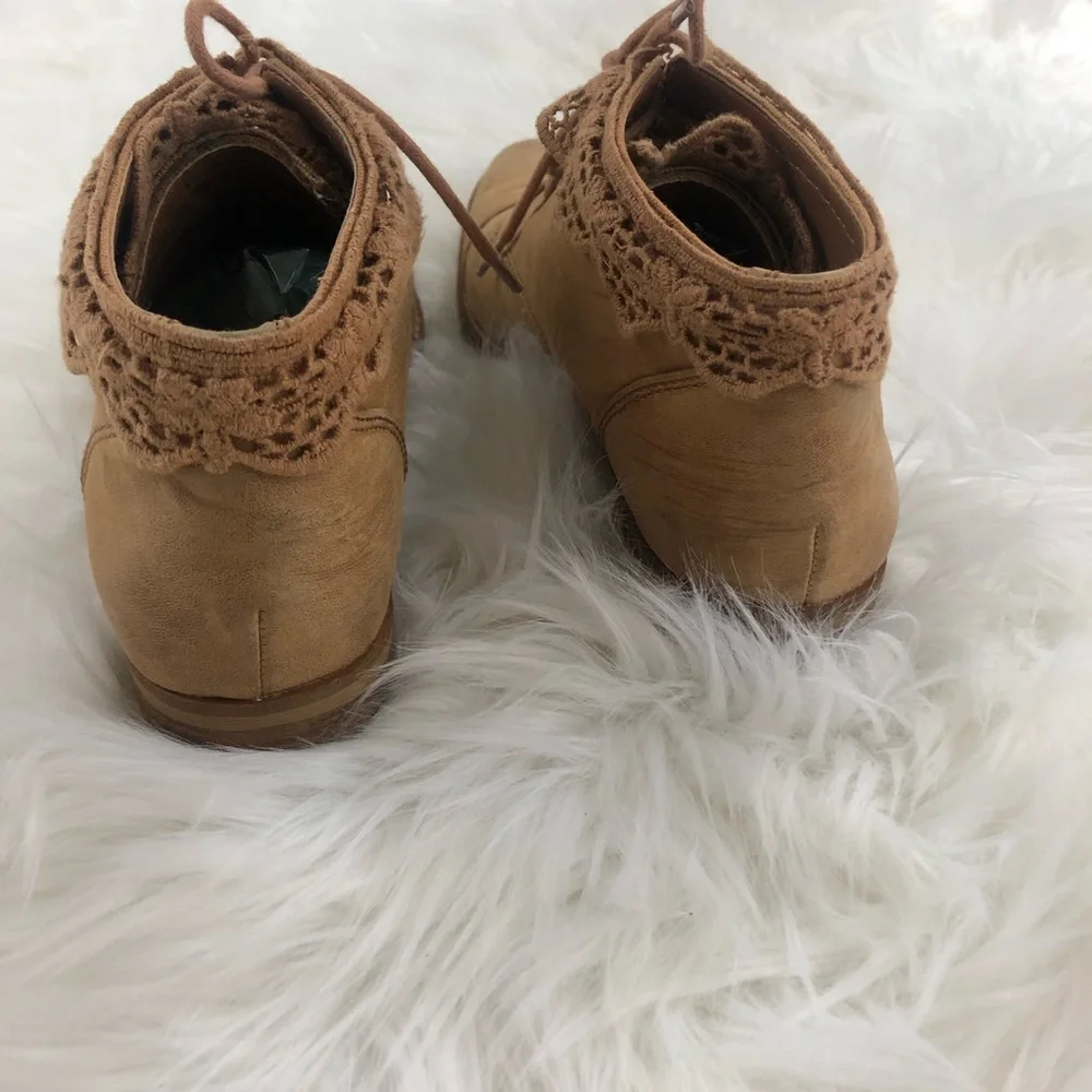 Gianni Bini Distressed Lace Up Booties